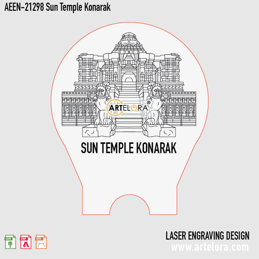 Laser Engraving Design Sun Temple Konarak