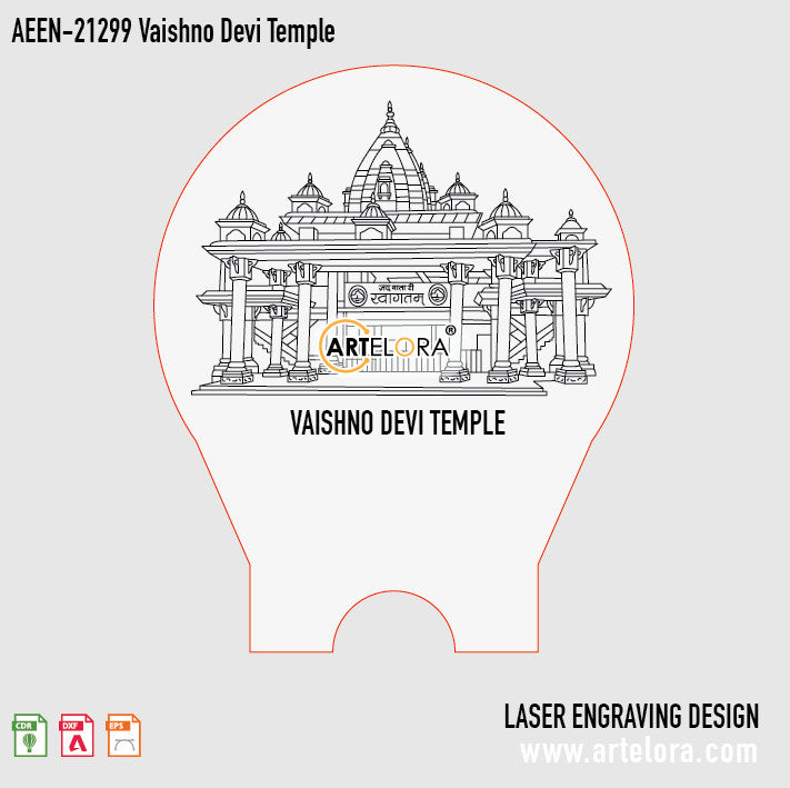 Laser Engraving Design Vaishno Devi Temple