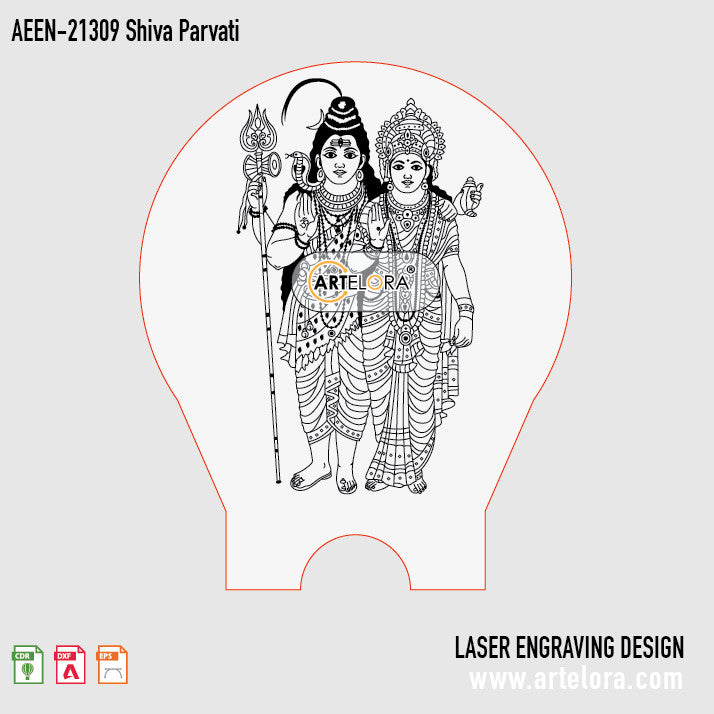 Laser Engraving Shiva Parvati