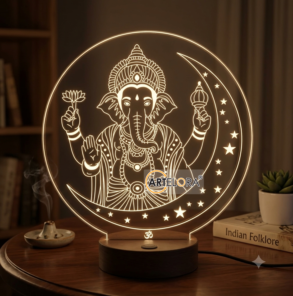 Laser Engraving Shri Ganesh with Moon