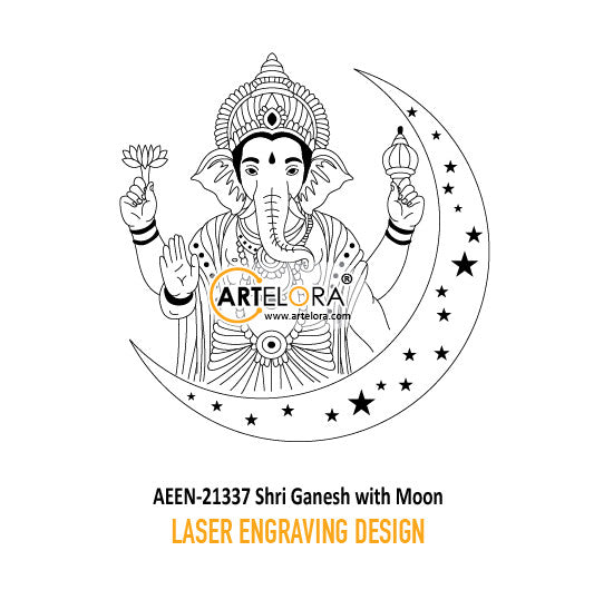 Laser Engraving Shri Ganesh with Moon