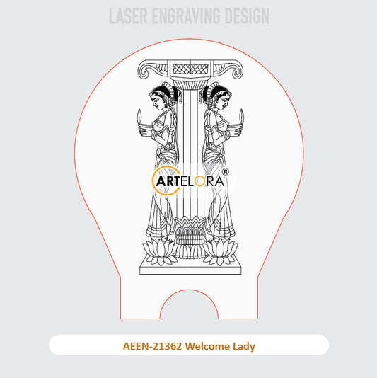 Laser Engraving Laddu Welcome Lady