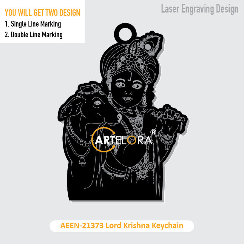 Lord Krishna Keychain Laser Engraving Design