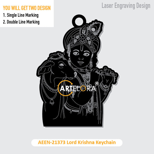 Lord Krishna Keychain Laser Engraving Design