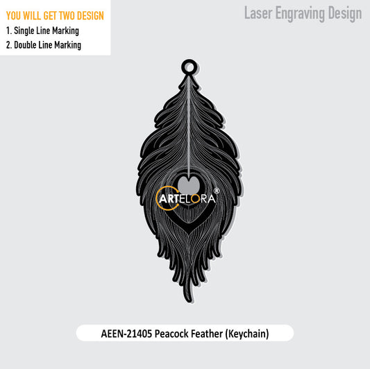 Peacock Feather (Keychain) Laser Engraving Design