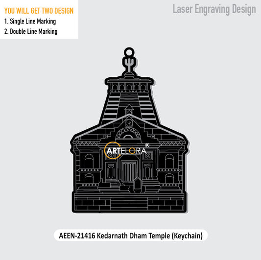 Kedarnath Dham Temple (Keychain) Laser Engraving Design
