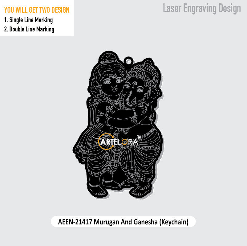 Murugan And Ganesha (Keychain) Laser Engraving Design – ArtElora