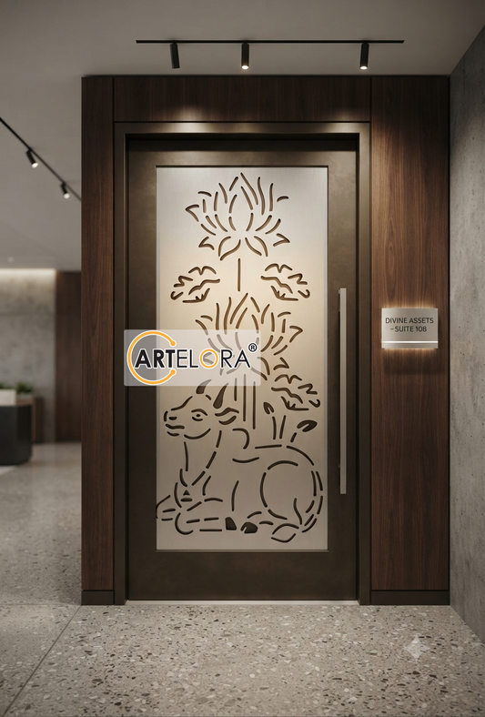 Grill Design Safety Door (Jali) Cow & Lotus
