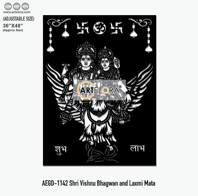 Grill Design Shri Vishnu Bhagwan and Laxmi Mata