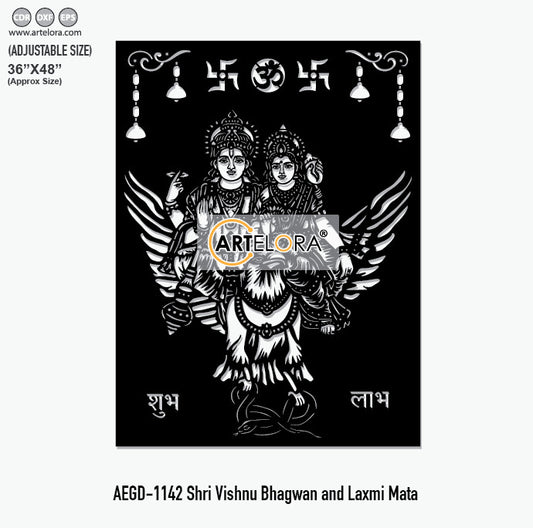 Grill Design Shri Vishnu Bhagwan and Laxmi Mata