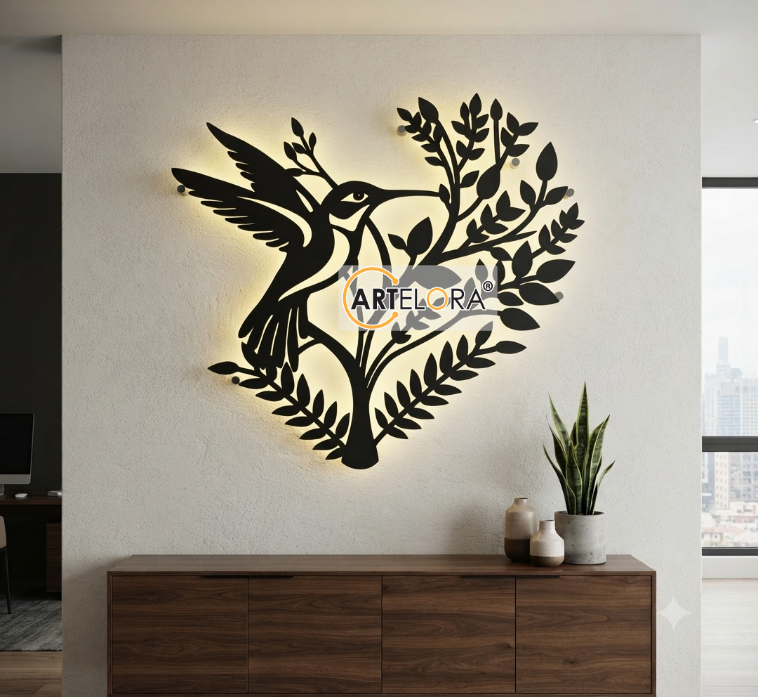 2D Modern Art Floral Heart Bird