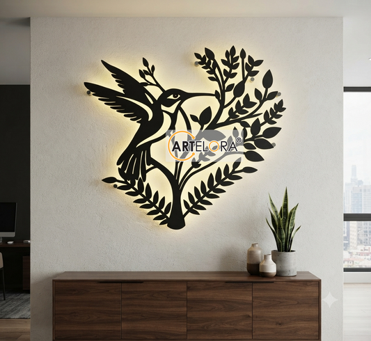 2D Modern Art Floral Heart Bird