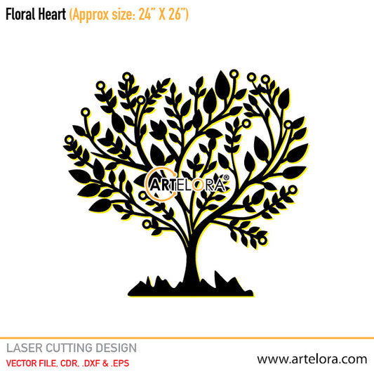 2D Modern Art Floral Heart
