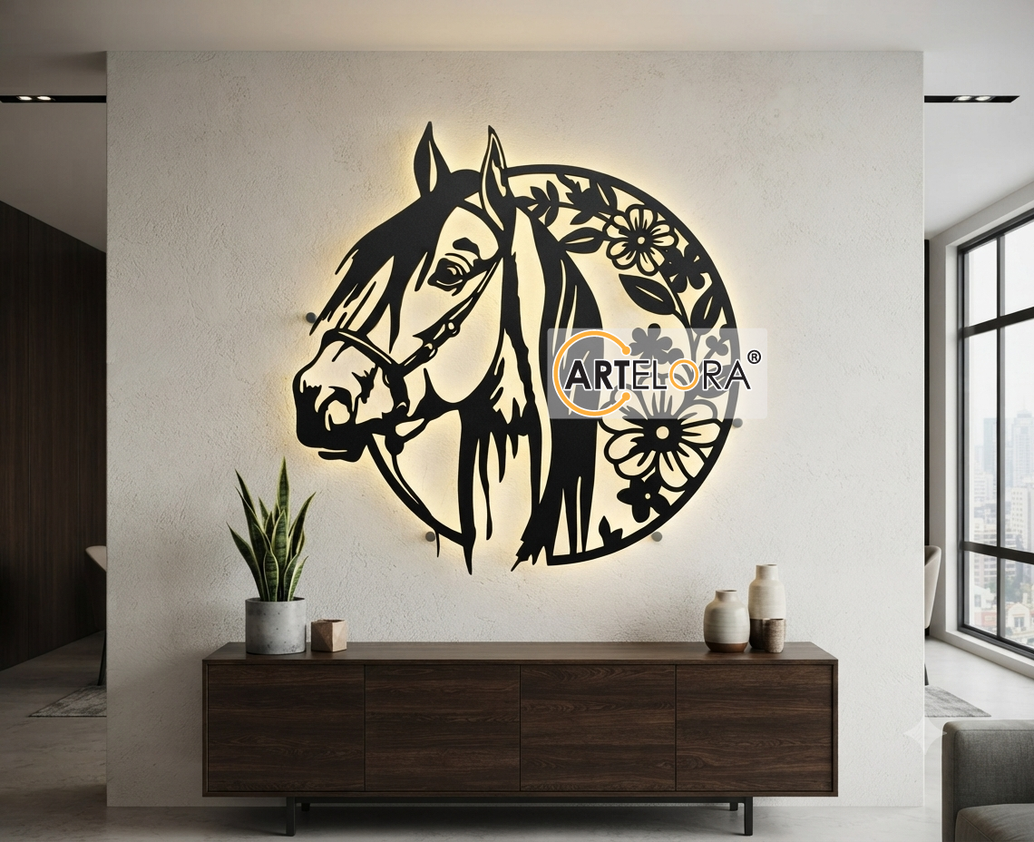 2D Modern Art Floral Horse