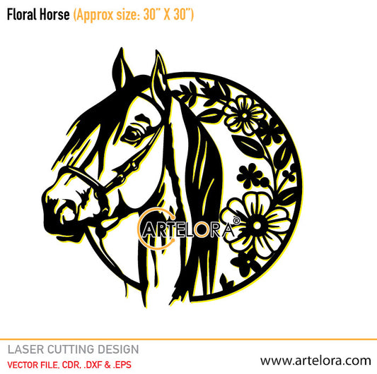 2D Modern Art Floral Horse