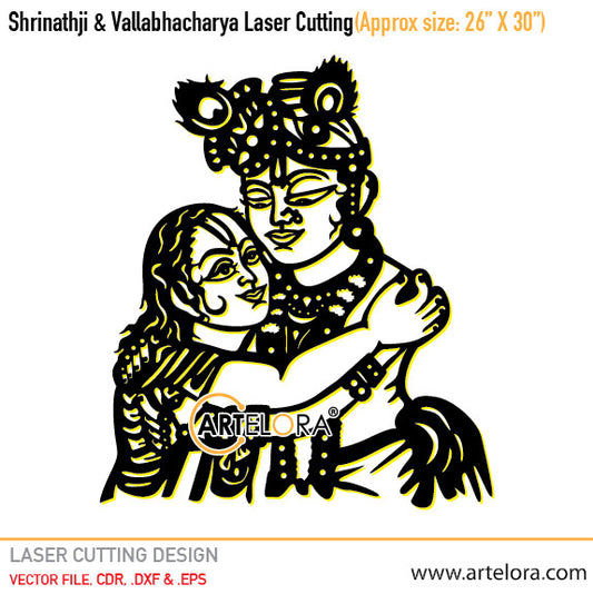 2D Modern Art Shrinathji & Vallabhacharya Laser Cutting