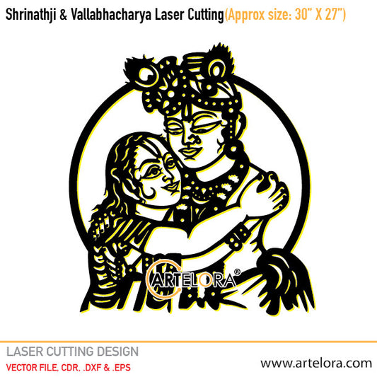 2D Modern Art Shrinathji & Vallabhacharya Laser Cutting