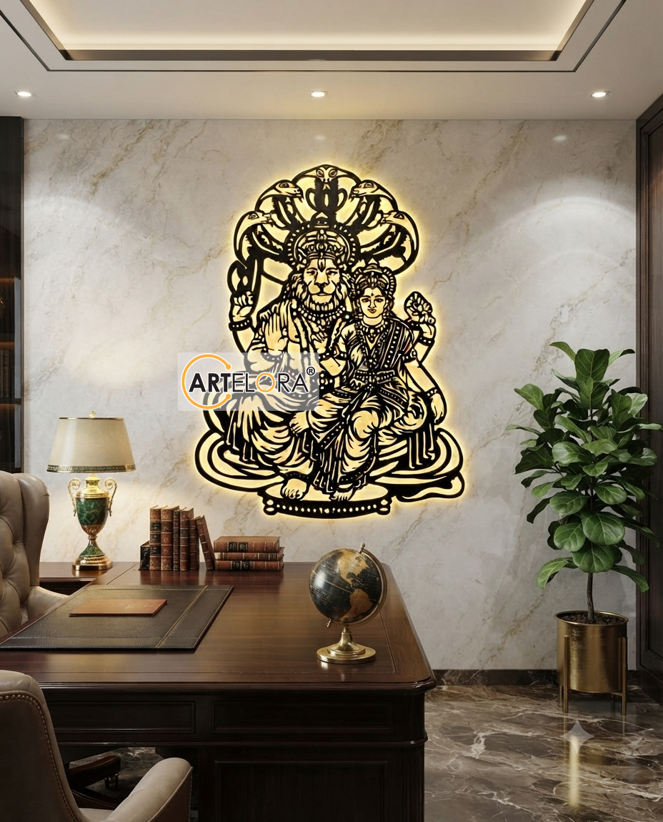 2D Modern Art Shri Lakshmi & Narasimha (Vishnu Bhagwan)