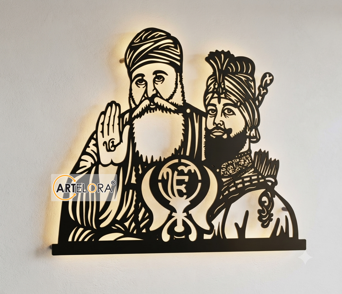 2D Modern Art Guru Nanak Dev Ji & Guru Gobind Singh ji