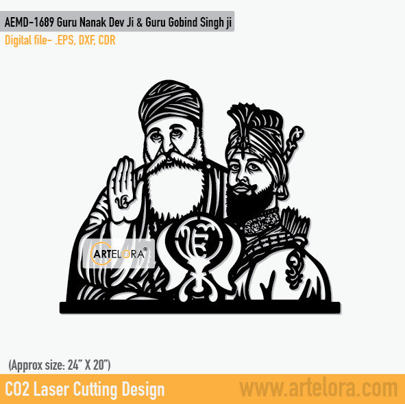 2D Modern Art Guru Nanak Dev Ji & Guru Gobind Singh ji