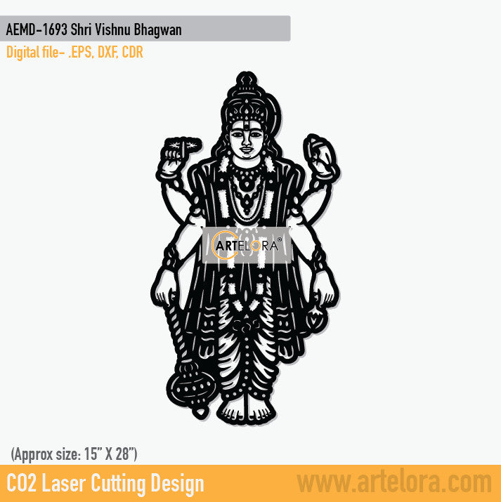 2D Modern Art Shri Vishnu Bhagwan