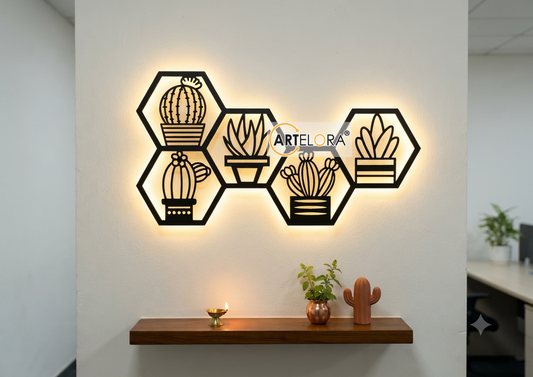 2D Modern Art Hexagonal Cactus