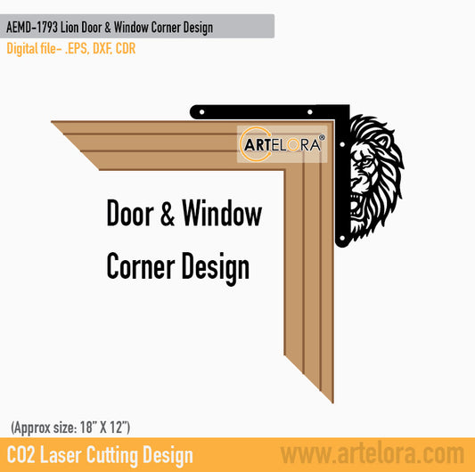2D Modern Art Lion Door & Window Corner Design