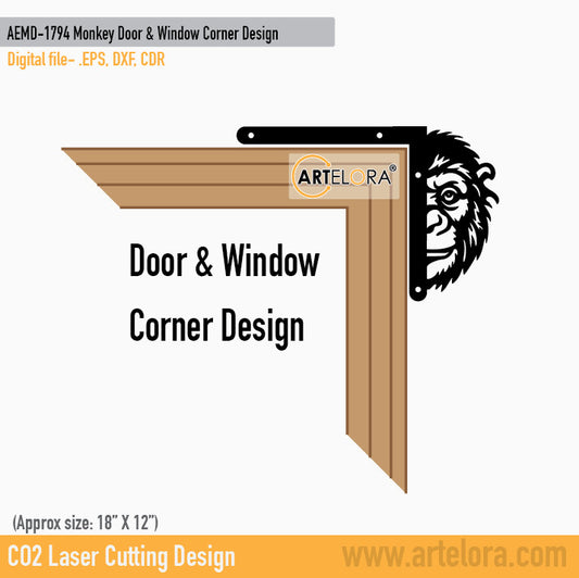 2D Modern Art Monkey Door & Window Corner Design