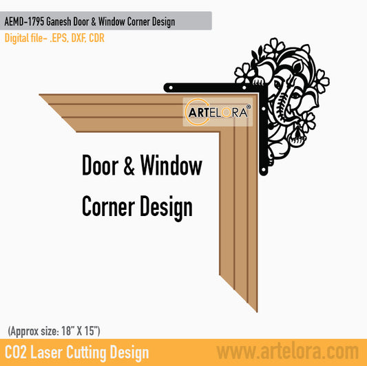 2D Modern Art Ganesh Door & Window Corner Design