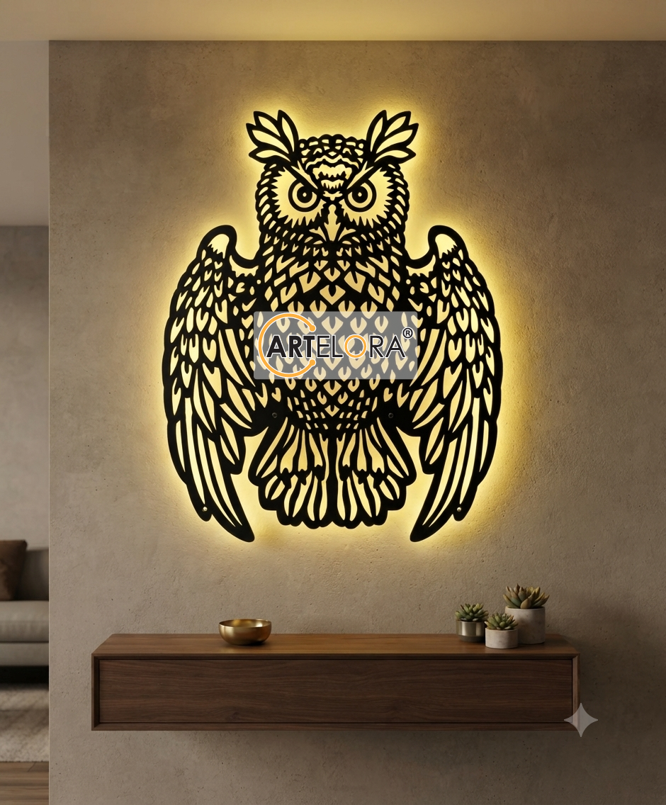 2D Modern Art Owl Metal Art
