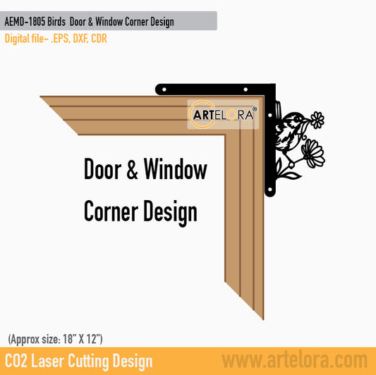 2D Modern Art Birds Door & Window Corner Design