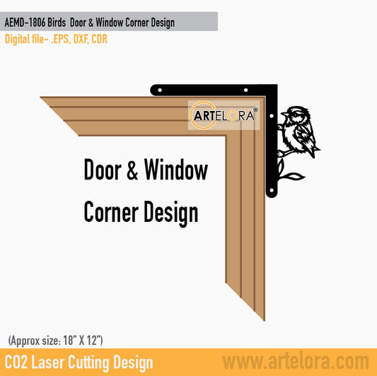 2D Modern Art Birds Door & Window Corner Design
