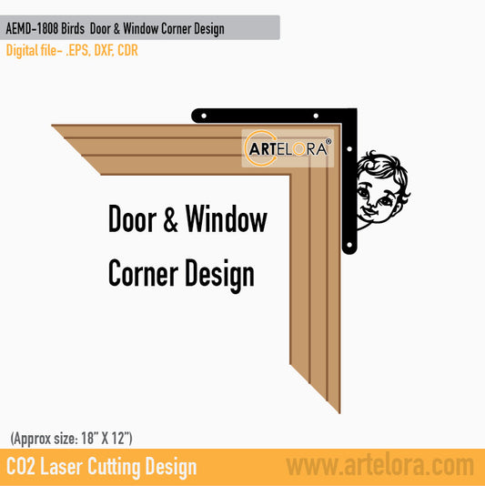 2D Modern Art Baby Face Door & Window Corner Design