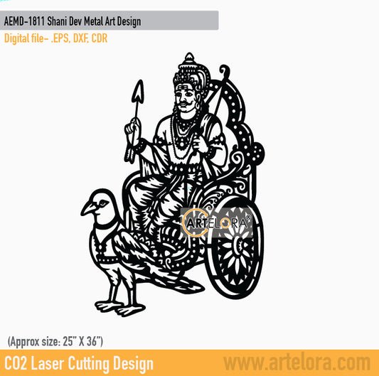 2D Modern Art Shani Dev Metal Art Design