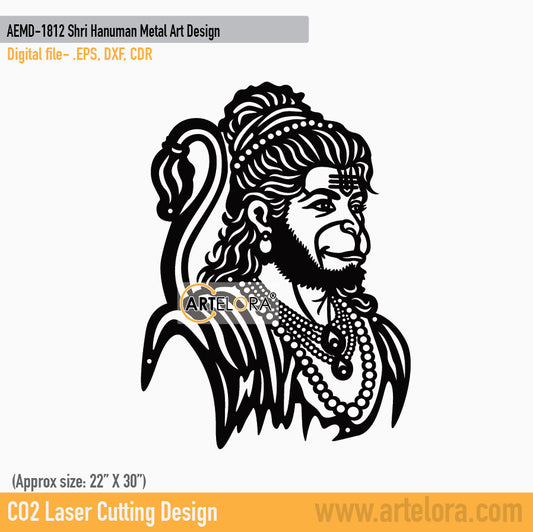 2D Modern Art Shri Hanuman Metal Art Design