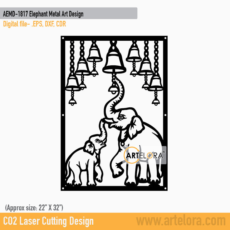 2D Modern Art Elephant Metal Art Design