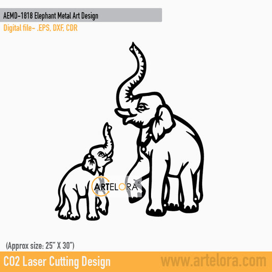2D Modern Art Elephant Metal Art Design
