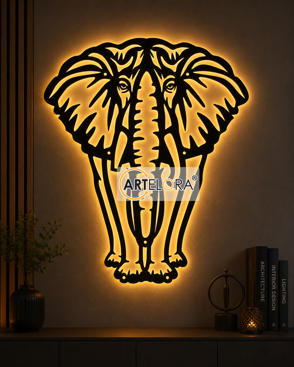 2D Modern Art Elephant Metal Art Design