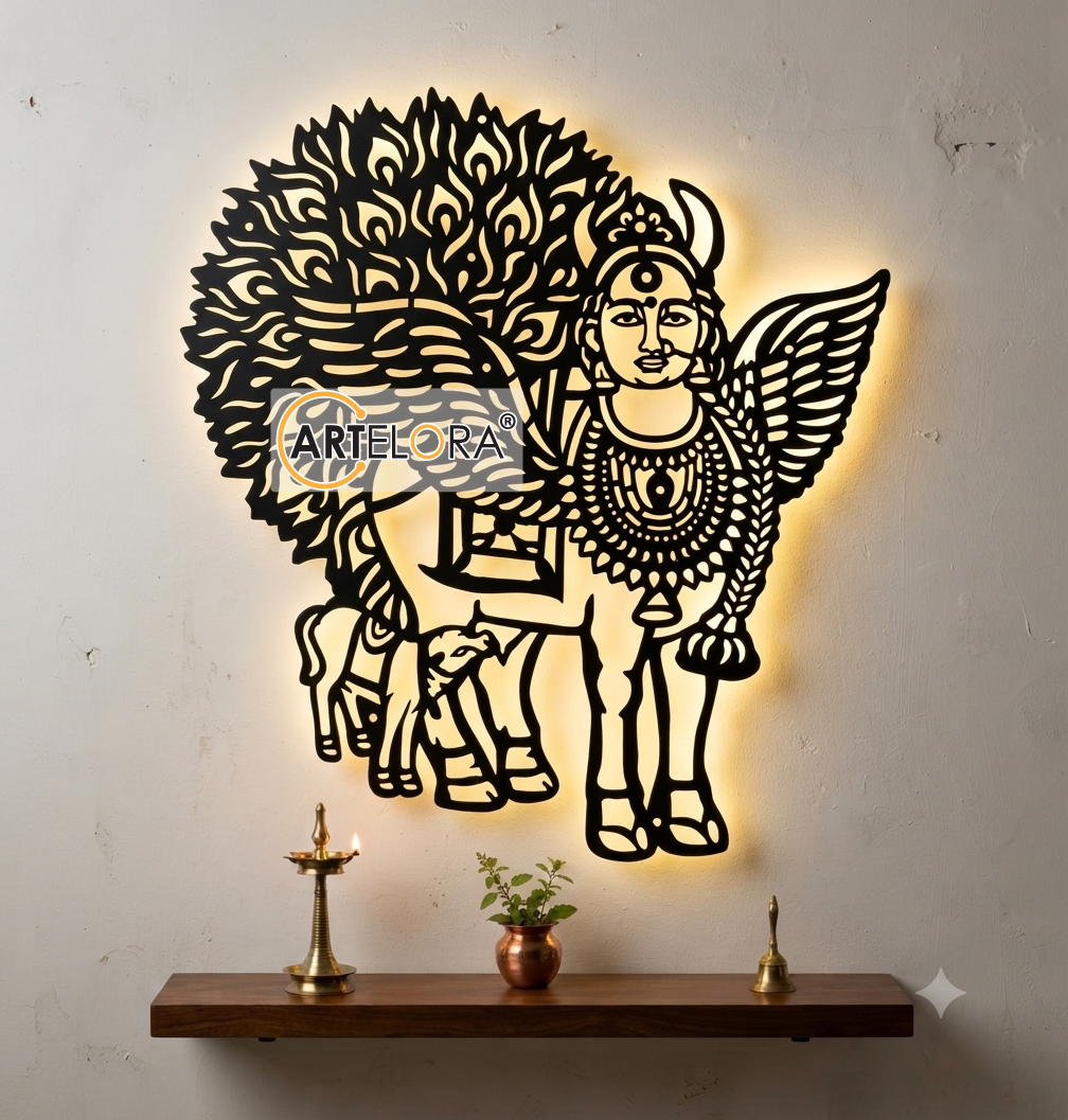 2D Modern Art Kamadhenu Cow Metal Art Design