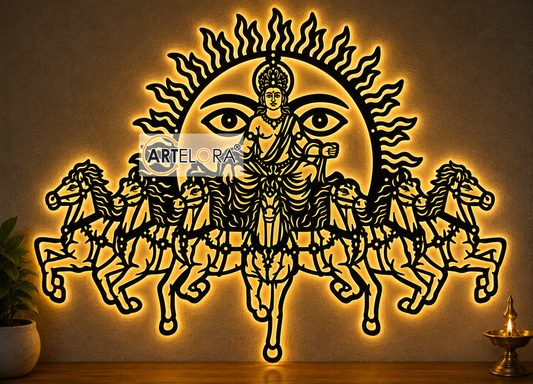 2D Modern Art Lord Surya Narayana Metal Art Design