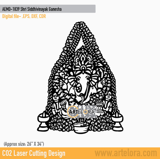 2D Modern Art Shri Siddhivinayak Ganesha
