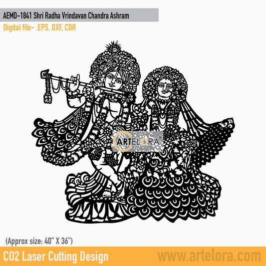 2D Modern Art Shri Radha Vrindavan Chandra Ashram (Radha Krishna)