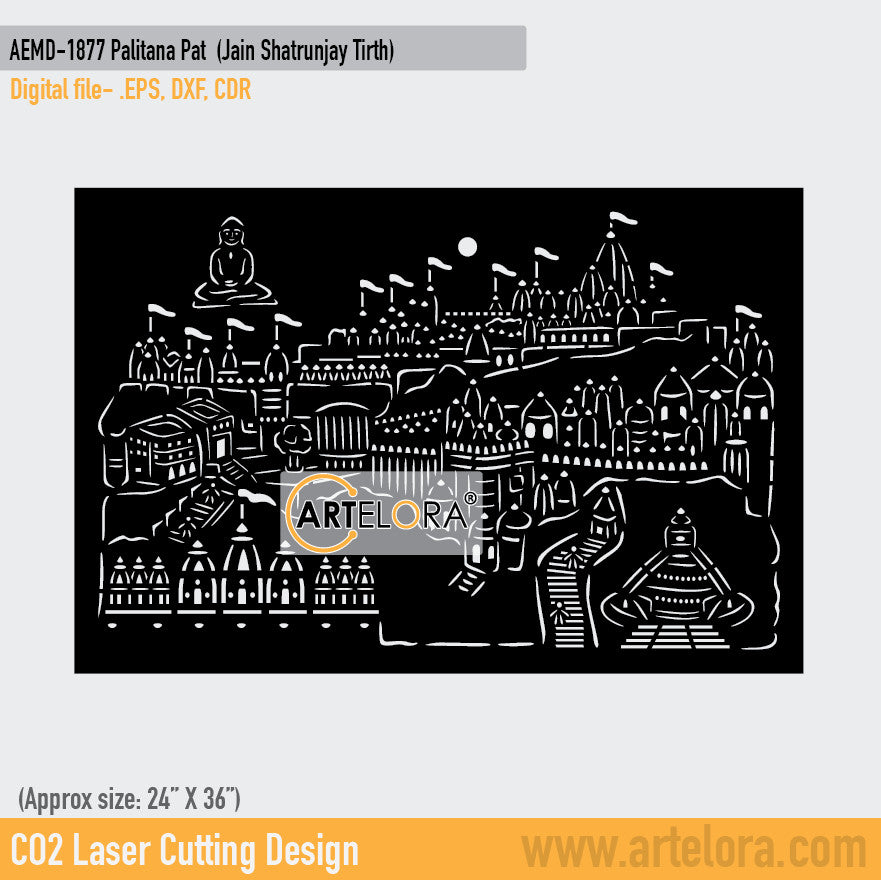 2D Modern Art Palitana Pat (Jain Shatrunjay Tirth)