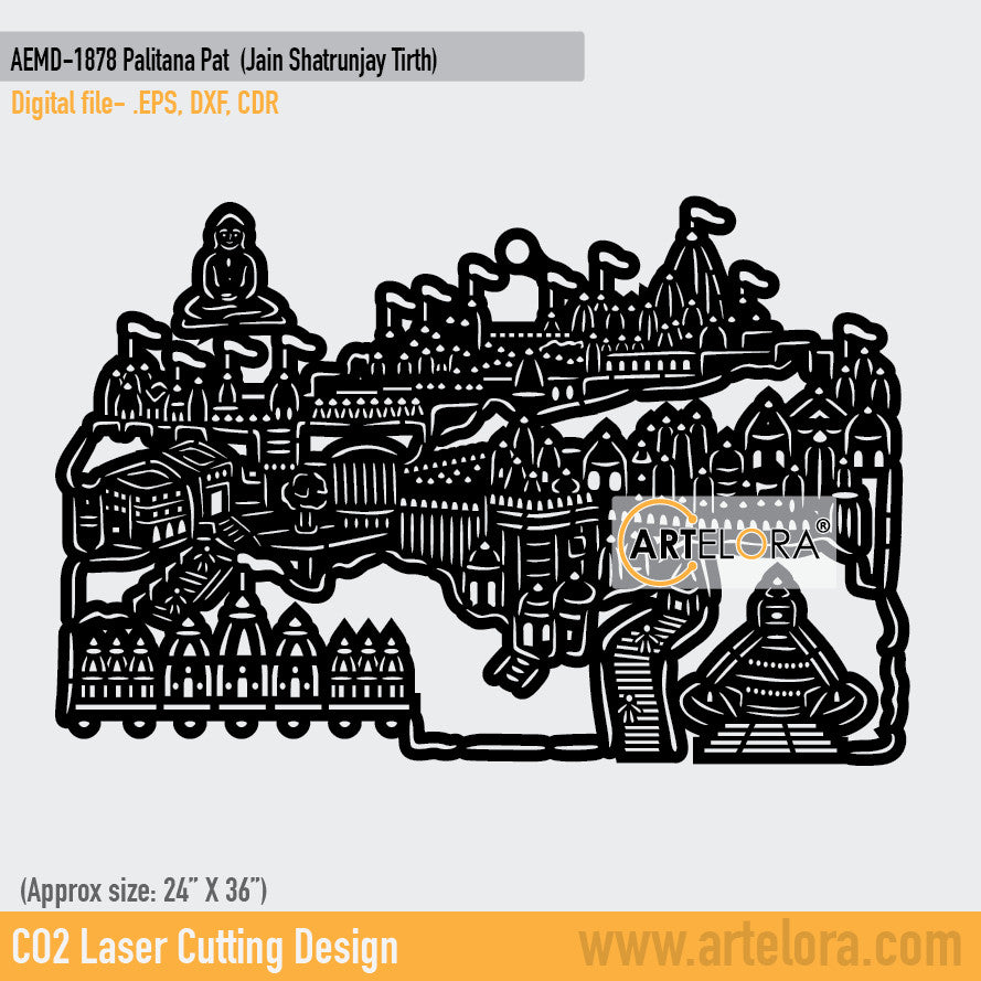 2D Modern Art Palitana Pat (Jain Shatrunjay Tirth)