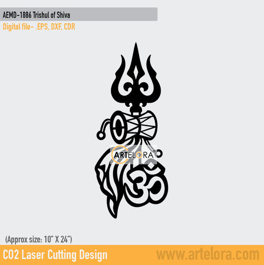 2D Modern Art Trishul of Shiva