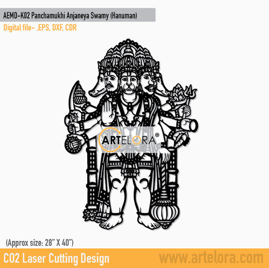 2D Modern Art Panchamukhi Anjaneya Swamy (Hanuman)