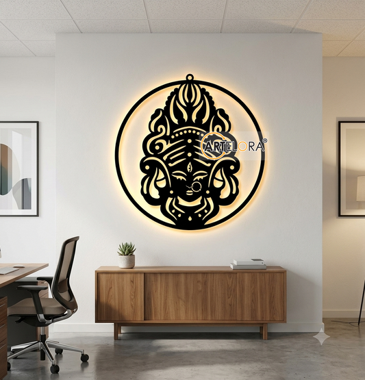 2D Modern Art Navratri Goddess Durga Puja Face