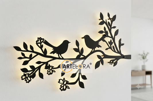 2D Modern Art Bird on Branch Wall Art