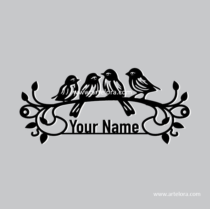 Bird Signs Name Plate laser cutting Design