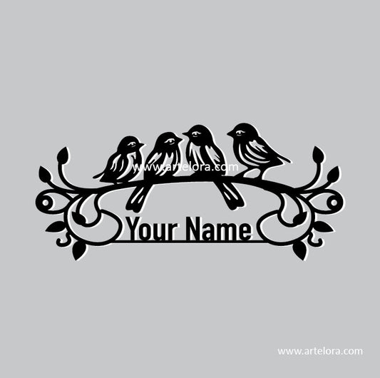 Bird Signs Name Plate laser cutting Design